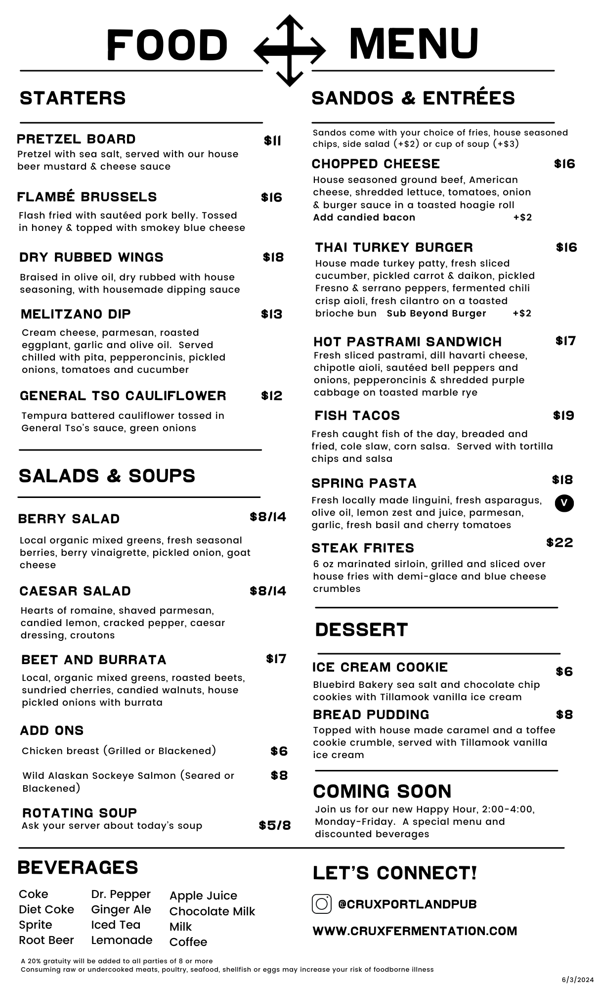 Crux PDX Food Menu 63